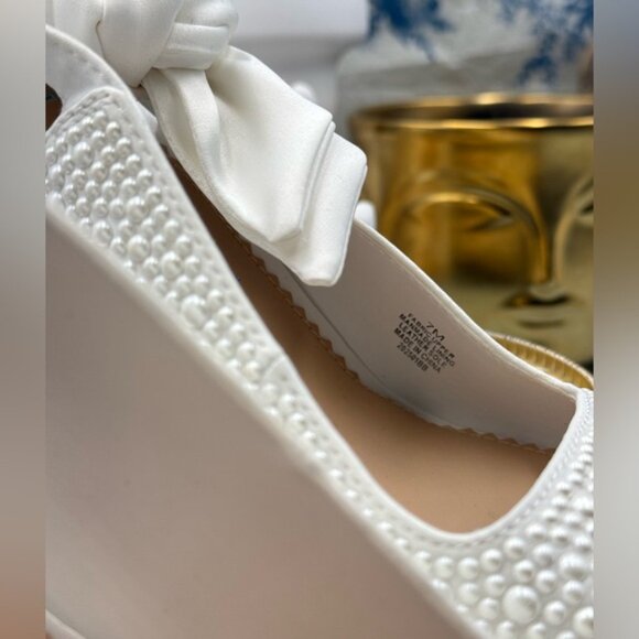 🆕 GIANNI BINI 🧿 NWOB Coray Pearl Embellished Satin Bow Slingback, Sz 7M - Picture 9 of 16